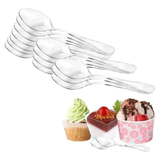 200 Stück Plastiklöffel Plastikbesteck | Partygeschirr Mehrweg & Robust Plastik Löffel | Party Besteck Wiederverwendbar | Spülmaschinenbeständ... - Transparent