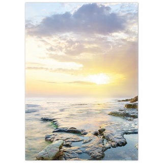 Teppich Sonnenuntergang über dem Meer, Wallario, rechteckig, rutschfest blau