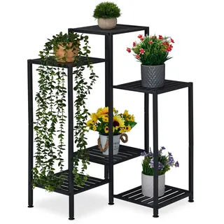 Relaxdays Blumenregal 81 x 55 x 55 cm Schwarz