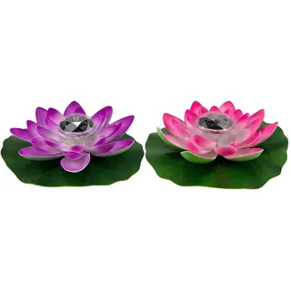 Yeehliny Lotusblüten-Licht, künstliche schwimmende Lotusblumen, Solar-Licht, Solar Lotusblüte, Pool-Licht, Schwimmender Künstlicher Lotus Laterne, Solarleuchte, Teich Dekoration (Lila+Pink)
