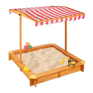 Relaxdays Sandkasten mit Dach braun/rot