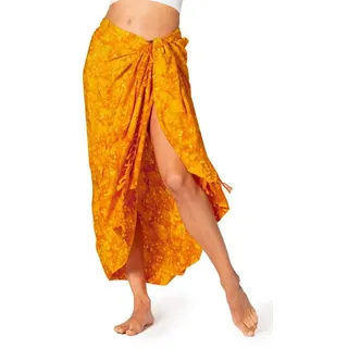 PANASIAM Sarong Pareo Starlit Wachsbatik aus hochwertiger Viskose Strandtuch, Viskose, Strandkleid Bikini Cover-up Tuch für den Strand Schultertuch Halstuch orange 250x116cm