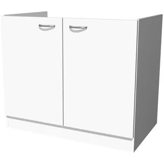 Smart Möbel Spülenunterschrank 100 cm weiß ohne Arbeitsplatte – Küchenunterschrank mit 2 Drehtüren, 60 cm Tiefe, zur Selbstmontage – Witus