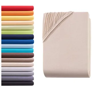 Hometex Premium Textiles Kinder Jersey Spannbettlaken Spannbetttuch 60 x 120 cm - 70 x 140 cm, Baby Bett Bettlaken aus Jersey 100% Baumwolle, Oeko-TEX Made IN Green, Beige