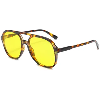 Long Keeper Retro Piloten Sonnenbrille Pilotenbrille Herren Damen Klassisch 70er Vintage Sonnenbrille Pilot Nachtfahrbrille Unisex mit UV400 Schutz - Einheitsgröße