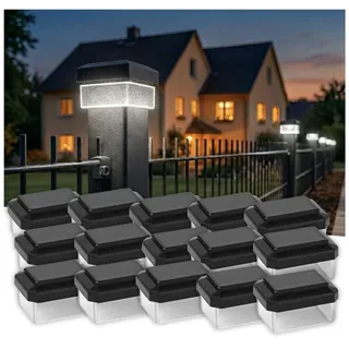 6040. Solar Zaunleuchte LED 15er Pack – Zaunbeleuchtung Solar für Doppelstabmattenzaun – Stabmattenzaun Beleuchtung Außen Neutralweiß 4000K IP65 Wetterfest