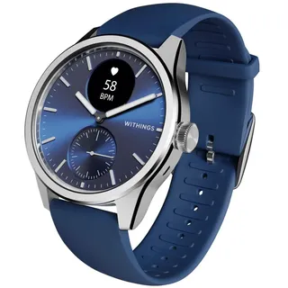 Withings ScanWatch 2 42 mm silber, Silikonarmband blau