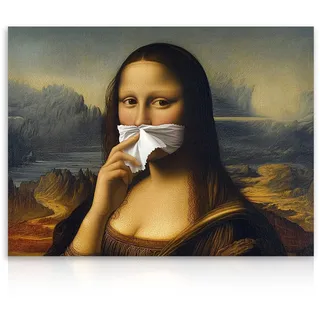 Dazzlewall Lustige Badezimmer Leinwand Bild Vintage klassische Ölgemälde Frau hält Nase Wanddekoration Humor Poster für Badezimmer Toilette 30x40 cm Ohne Rahmen