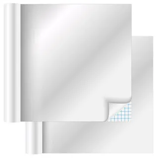 Maximex Spiegeleffekt-Folie, 2er Set je 150 x 58 cm, selbstklebende Spiegeleffektfolie, täuschend echter Spiegelersatz, unzerbrechlich, zuschneidbar, zum Aufkleben an Türen, Wände etc., silber
