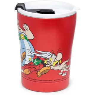Puckator Asterix & Obelix roter wiederverwendbarer Thermobecher für Lebensmittel und Getränke aus Edelstahl 300ml