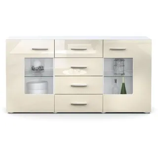 Vladon Noah 139 x 72 x 35 cm Weiß matt / Creme Hochglanz / Gelb