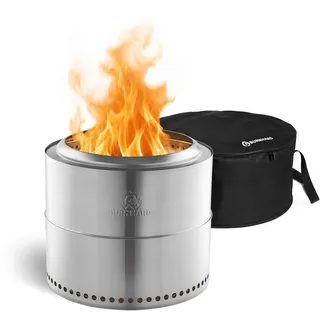 BURNHARD® Feuerschale Edelstahl 50 cm, raucharm, inkl. Transporttasche | Feuertonne, Feuerkorb, raucharme Sekundär-Verbrennung, langlebig & mobil für Garten, Terrasse & Balkon