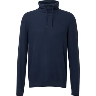 Leichter Pullover mit Snood-Kragen und Logo-Detail - blau - XL
