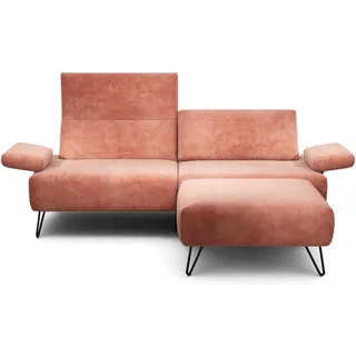 Sensoo 2,5-Sitzer Cosy, Rosa, Metall, 204x85x86-94 cm, Stoffauswahl, Armteil links, rechts, Wohnzimmer, Sofas & Couches, Sofas, 2-Sitzer Sofas