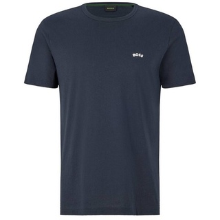 BOSS T-Shirt Herren T-Shirt TEE CURVED mit Bio-Baumwolle (1-tlg) blau Mengelhorn