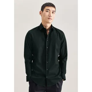 Seidensticker Businesshemd "Schwarze Rose", Herren, Gr. S (37), normale Ärmellängen, grün, 100% Baumwolle, unifarben, slim fit, 2-Knopf-Manschette, Hemden, Slim 1/1 Kentkragen Uni