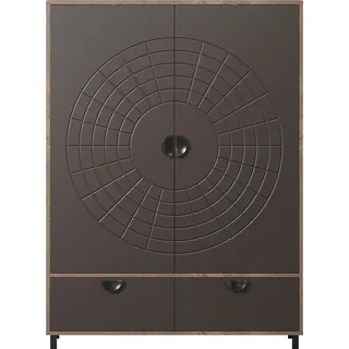 trendteam Wohnen Fusion Highboard, Rostoptik Melamin/Perlbronze Tiefzieh Dekor, B/H/T: ca. cm - bronze, Eiche