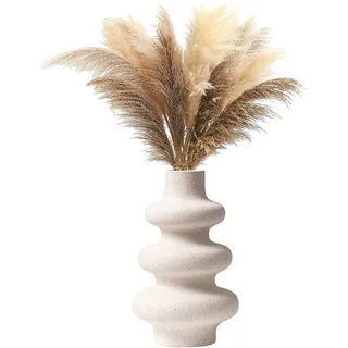 Sinbinta - Keramikvase Für Pampasgras, Moderne Keramik Deko Vase Für Getrocknete Blumen, Donut Spiral Blumenvase Runde Vase Mit Loch - l