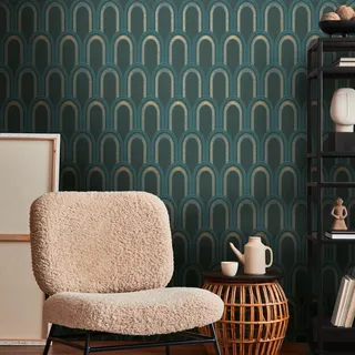 Architects Paper Vliestapete Arcade 10,05 m x 0,53 m blau/gold 391763
