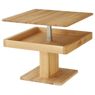 Couchtisch höhenverstellbar 70x70cm Massivholz Eiche Wildeiche massiv geölt NEU