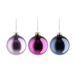 Weihnachtskugeln, 20er-Set , lila/violett , Glas , Aluminium Ø: 6