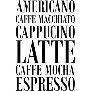 Queence Wanddekoobjekt Kaffee, Cappucino, Expresso ..., Stahlschild, Blechschild, Spruch, Witzig, Wanddeko, retro, 20x30cm schwarz|weiß