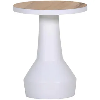Landscape Couchtisch, Weiß, Eiche, Holzwerkstoff, Eiche, furniert, rund, Säule, Sockel, 35x43x35 cm, Wohnzimmer, Wohnzimmertische, Couchtische
