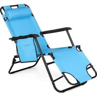 Outtec Garten-Relaxsessel, Blau, Textil, 1-Sitzer, Rechteckig, 61x31x153 cm, Gartenmöbel, Gartenstühle, Gartenstühle
