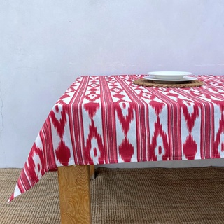 TRESMESTRES Stoff Tischdecken Rechteckig und Quadratisch - Bunter Mediterraner Stil - Dekorativ Tischtuch für Outdoor und Indoor - Rot, 140x240cm