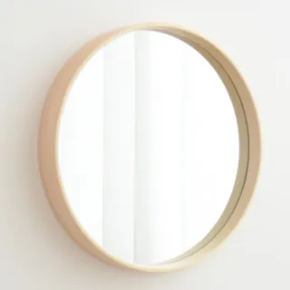 FAANAS Holz Runde Spiegel, Bauernhaus Wandspiegel Holz Gerahmt Kreis Spiegel Bad Schminkspiegel für Bad Wohnzimmer Bauernhof Dekor, 16 Inch