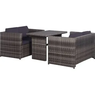 vidaXL Bistro-Set 3-tlg. grau inkl. Auflagen