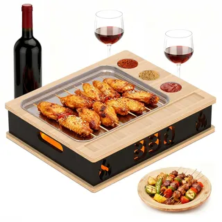Vicalo BBQ Warmhalteplatte, Edelstahl Grill Plate Wärmebehälter für Speisen, Grillgut Stövchen, Speisenwärmer Warmhaltebehälter für Grillparty