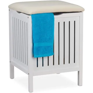 Relaxdays Wäschekorb 40 l Weiß