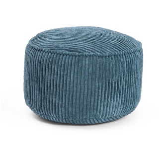 Lumaland Pouf Sitzhocker Cord Ablage kompakt 25x45 cm, pflegeleicht, Indoor Relaxen blau