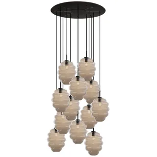 s.luce Echos 12-flg. Ø 80 cm oval schwarz Glas