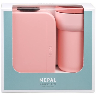 Mepal - Geschenkset Lunch - Lunch Set mit Lunchbox & Kaffeebecher To Go - Lunchbox Take a Break & Reisebecher Ellipse - 900 ml & 275 ml - Nordic Pink