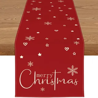 YCOLL Weihnachtsdeko Tisch Tischläufer Weihnachten Tischläufer Rot Winter Wasserabweisend Modern Weihnachtstischläufer für Drinnen und Draußen Party Küche Esstisch Dekoration