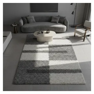 KADIMA DESIGN Hochflorteppich 280 x 370 cm Hellgrau