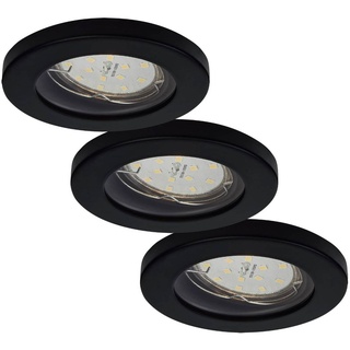 ELC Delfan LED-Bad-Einbaulampen, 3 Stück, schwarz