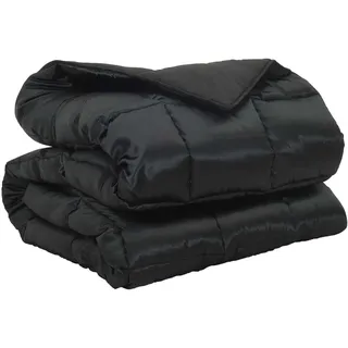 vidaXL Winterbettdecke Schwarz 220 cm Satin und Mikrofaser