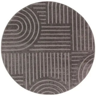 tesso living Boho-Teppich, Grau, - Ø200 cm (rund) - Moderner Superweicher Teppich