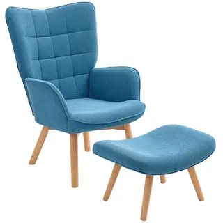 MODFU Loungesessel Ohrensessel,Relaxsessel,Polstersessel (Ohrensessel mit Hocker & Holzbeinen in Cord-Optik – Relaxsessel für Wohnzimmer & Leseecke, gepolsterter Fernsehsessel für Senioren & Designliebhaber, Sessel: 72L x 80B x 101H cm. Ottomane: 65L x 43B x 38H cm), mit Relaxfunktion