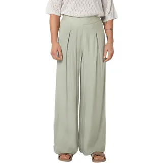 Sublevel Damen Viskosehose mit weitem Bein Leichte Sommerhose High Waist Luftige Palazzo-Hose in Beige & Grün Relaxed Fit Stoffhose mit elastischem Bund Light-Green XL - XL