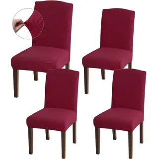 luxuskollektion Stuhlhusse Jacquard Weinrot 4er Set