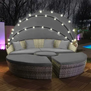 Swing&Harmonie Sonneninsel Rattan Lounge grau