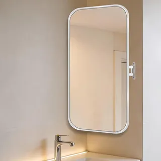 Rechteckiger Schwenkspiegel mit Schwenkarm für Badezimmer Waschtisch, Wandmontierter Eckspiegel mit verstellbarer Verlängerung