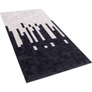 Beliani, Teppich, Teppich Kuhfell schwarz/beige 80 x 150 cm Patchwork BOLU (80 x 150 cm)