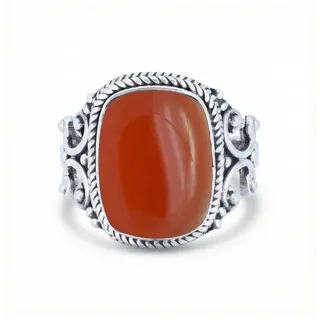 mantraroma Silberring SERAPANA aus 925 Silber mit Karneol (Ring mit Schmuckbeutel), Damenring aus 925er Silber orange 48