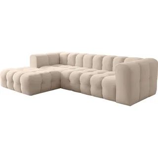 WFL GROUP Ecksofa Samt 5-Sitzer L-Form Beige