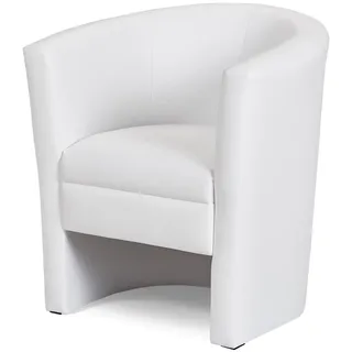KHG Cocktailsessel Weiß Kunstleder 73x78x60 cm gepolsterter Loungesessel | Sitzhöhe 42 cm, Sitzbreite 46 cm, bequeme Schaumpolsterung, zeitloses Design, ideal für Leseecke, Gästezimmer & Büro